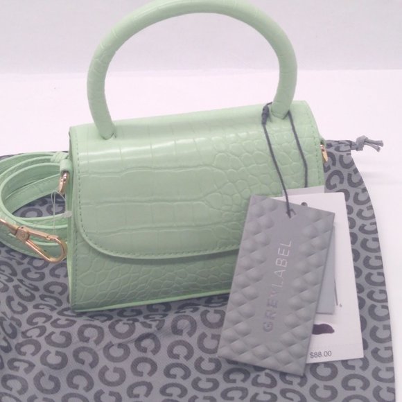 Grey Label Mini Couture Green Croc Embossed Mini Purse Cross Shoulder Bag NWT - Picture 1 of 13